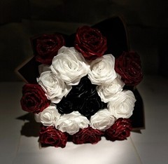 homemade bouquets – red,white,black flowers. – artificial flowers