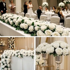 PCS Artificial Roses Bulk Velvet Silk Fake Roses, Realistic Flowers 60 White