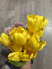 2 Boutiques Artificial Fake Faux Flowers Decor Bouquet Chrysanthemums & Tulips