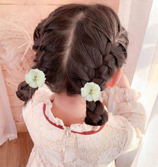 40 Pcs Chiffon Flower Hair Clips 2″ with Rhinestones Pearls Kids Hair Bows