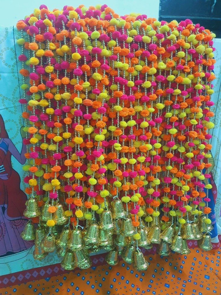 20 PC Multicolor Indian pom pom Christmas Wedding Decoration Mehndi functions