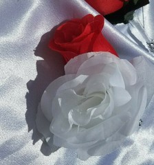 12 Pc Red & White Wedding Bouquet Set, Bouquet Package, Cascade, Red,White Roses