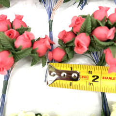 Polyester Rose Buds Flower 4″ Wire Stem Bouquet Wreath Craft Pink Blue Yellow