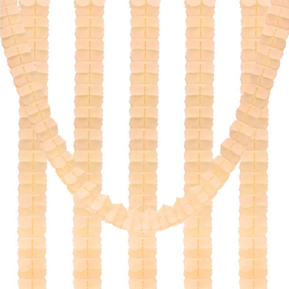 6Pcs 9.8ft Four-Leaf Paper Flower Garland Hanging Streamers Beige