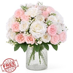 Yastouay Peonies Flowers Mixed Pink White 4 Bouquets