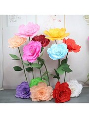 40cm Hot Pink Giant Artificial Peony Flower For Wedding Backdrop Decor