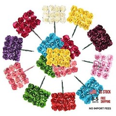 132 Pcs Artificial Mini Rose Fake Mixed Color Paper Flower Handmade Small