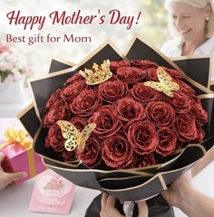 Ramo de Rosas Eternas con Brillantina 36 Pcs