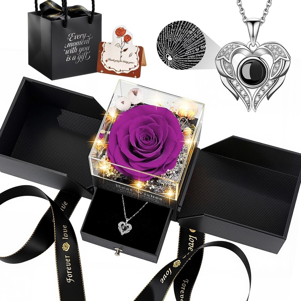 TranquilBliss Preserved Real Purple Gift Box 4.33 ″ x 4.01 ″ x 3.86 ″,