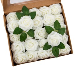 US 25/50pcs Artificial Flowers Real Looking Foam Rose Decoration DIY for Wedding