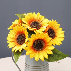 1 Bunch Beautiful Fake Floral Pick Fake Sunflowers Decoration Plants Stem Prop