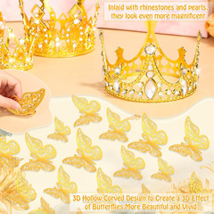 Cridoz Gold Crowns for Flower Bouquets, Flower Bouquet Accessories Including 4 P