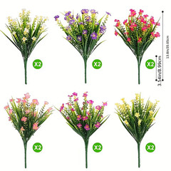 Artificial Flowers Plastic Fake Plants UV Resistant Home Garden Decor In/Outdoor
