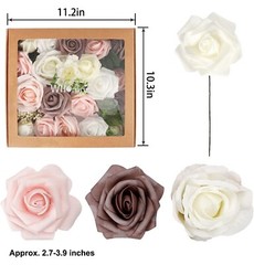 Artificial Flower 20 PCS Mixed Color Roses for DIY Wedding Bouquets Centerpiece
