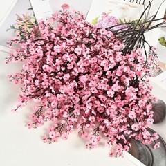 6Pcs Fake Flowers Baby’s Breath Silk, Real Touch Artificial Flowers 6pcs Pink