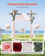Artificial Wedding Arch Flowers Kit Pink With 2 Pcs Flowers 2 Pcs Drapes