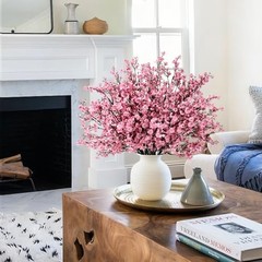 6Pcs Fake Flowers Baby’s Breath Silk, Real Touch Artificial Flowers 6pcs Pink