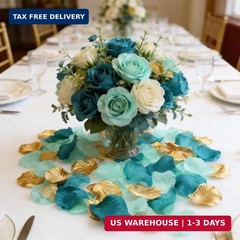 900PCS Teal Aqua Mint Gold Silk Rose Flower Petals Party Confetti Table Centerpi