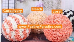 Peach Rose Flower Ball Pomander Wedding Ball Kissing Ball 11-12 inches