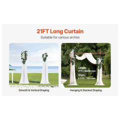 Artificial Wedding Arch Flowers Kit (Pack of 4) with 21 Ft. Draping Fabric, Whit