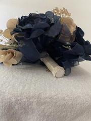 A&C Faux Flower Wedding/Quinceañera Bouquet Brand New In Box Navy And Gold