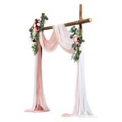 Artificial Wedding Arch Flowers Kit Pink With 2 Pcs Flowers 2 Pcs Drapes
