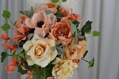 Peaches and Golden Yellows Garden Faux Silk Wedding Bouquet