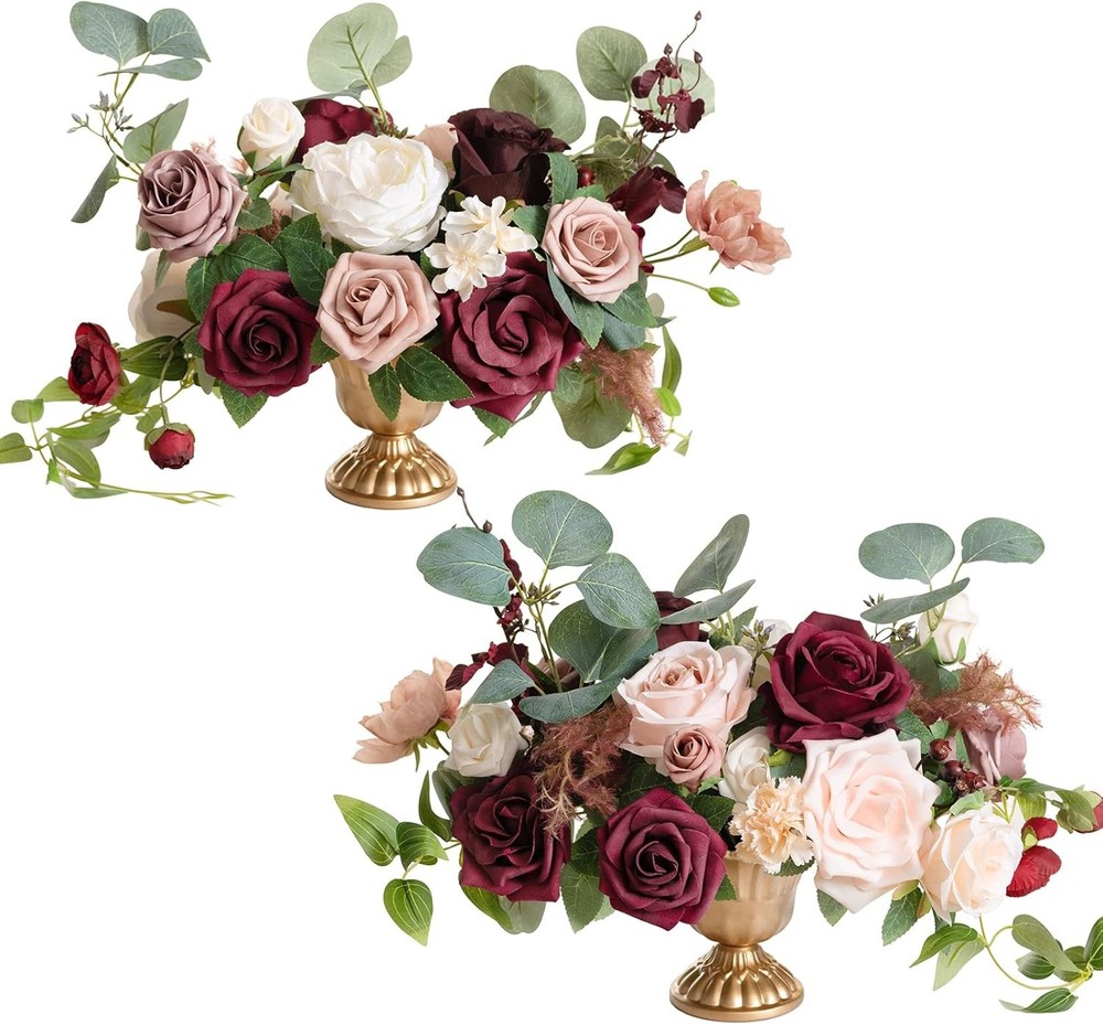 Ling’s moment Wedding Centerpiece Flower with Vase for Ceremony/Reception Tablet