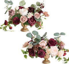 Ling’s moment Wedding Centerpiece Flower with Vase for Ceremony/Reception Tablet