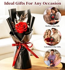 Preserved Red Rose Bouquet – Real Flowers for Delivery, Perfect Gift for Women,
