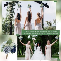 Artificial Bridesmaid Bouquets – Set of 4 Silk Rose Flowers Bouquet Wedding Rust