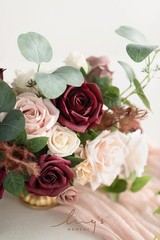 Ling’s moment Wedding Centerpiece Flower with Vase for Ceremony/Reception Tablet
