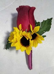 Burgundy Rose Calla Lily Sunflower Bridal Wedding Bouquet Accessories
