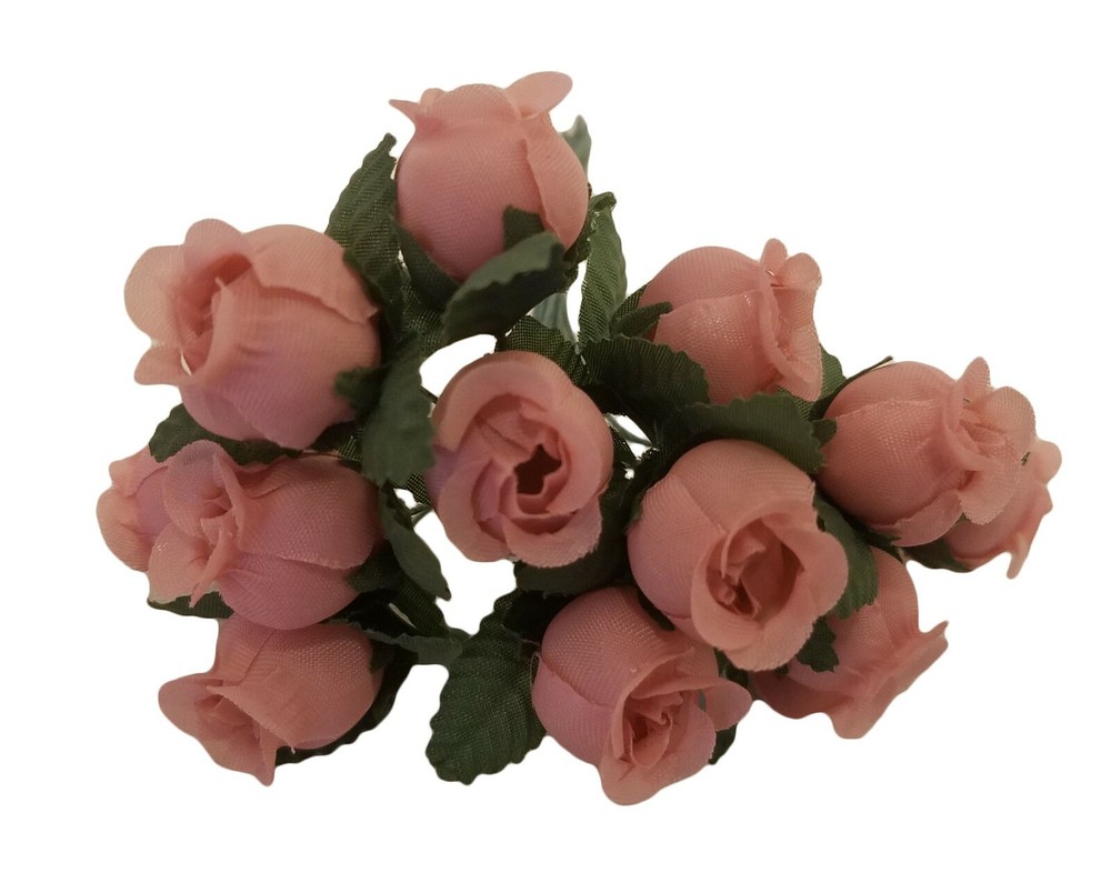 Lot 144 pcs Pink Artificial Rosebuds Roses Millinery Craft Flowers 16mm 5/8″