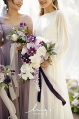 Purple Bridal Bouquet Cascading Lilac Wedding Bouquets Bride 13 Inch Lavender