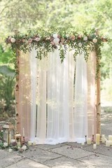 Ling’s Moment 6.5FT Backdrop Floral Garland, Spring Artificial Wedding Arch F…