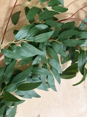Ling’s Moment Italian Greenery, Willow Leaf Garland Wispy Rustic Vine Stem Swag