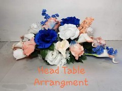 Peach Royal Blue White Rose Calla Lily Bridal Wedding Bouquet Accessories