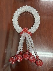 Crystal Red And White Artificial Flowers Thai Wreath Beauty Home Decor