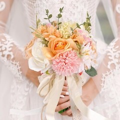 Ramo Grande De Flores De Novia Artificial Con Rosas Dama de Honor Bodas Fiestas