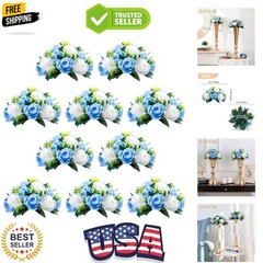 Flower Centerpieces for Wedding Tables: 10 Pcs Blue & White Artificial Flower…