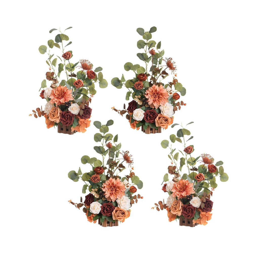 Ling’s Moment 17.5″ Tall Standing Artificial Flowers Arrangements 4pcs Fall W…
