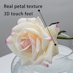 Artificial Roses Single Stem 10pcs Fake Silk Pink Edge(not Include Vase)