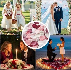 200Pcs Large Silk Rose Petals Artificial Scatter Flower Petals Bean Paste Mixed