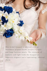 Bridal Bouquet Cascading, Royal Blue & Ivory Wedding Bouquets for Bride Bridesma