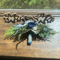 Bridal Wedding Bouquet Hand made Budget Friendly Faux Flowers White Blue