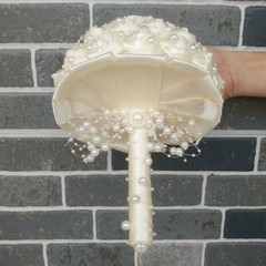 Luxury Ivory Crystals Artificial Roses Wedding Bridal Bouquet Bride Hand Flower