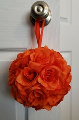 Lot of 6 6″ Orange Flower Kissing Ball Wedding Silk Rose Party Pomander