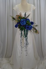 Peacock Blue Beautiful Faux Silk Wedding Bouquet