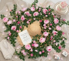 2 PCS 12FT Bendable Flower Garland, Artificial Rose Vine Hanging 2pcs Pink
